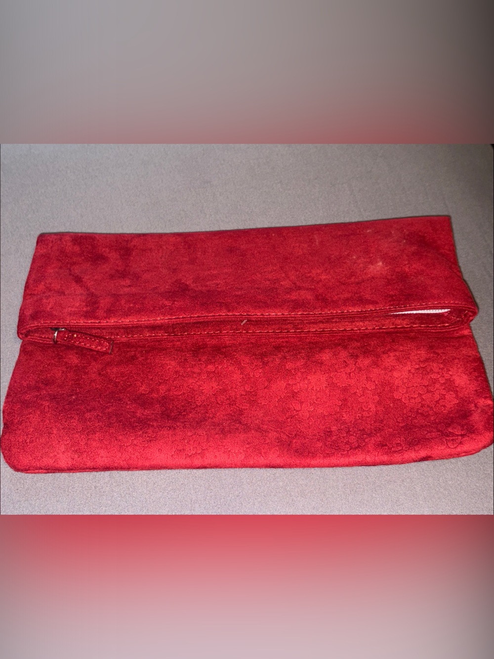 Elizabeth Arden Red Suede Zip Clutch